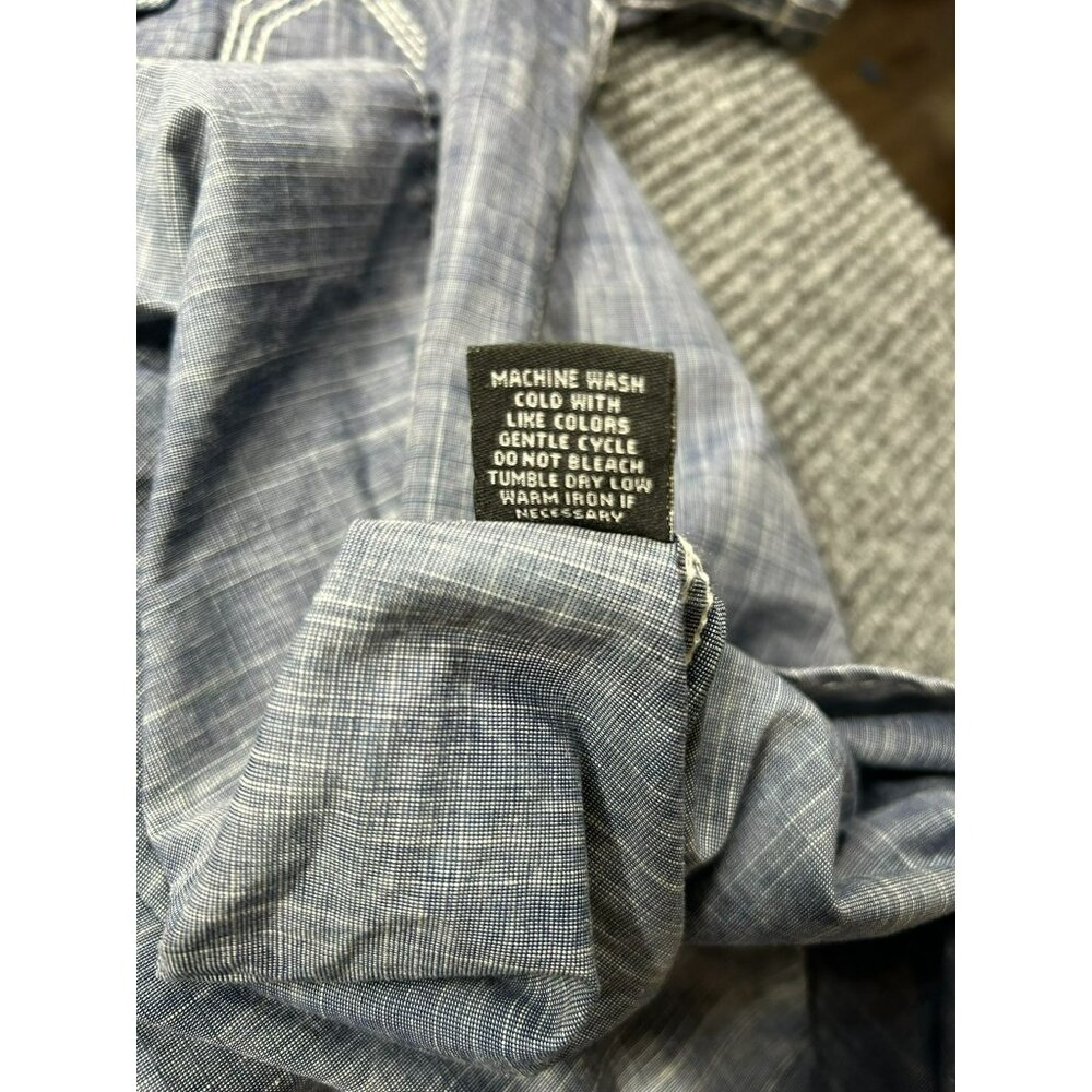 BKE Vintage 1967 Athletic Fit Blue Plaid Button-Up Shirt Pearl Snap Pockets - Picture 6 of 6